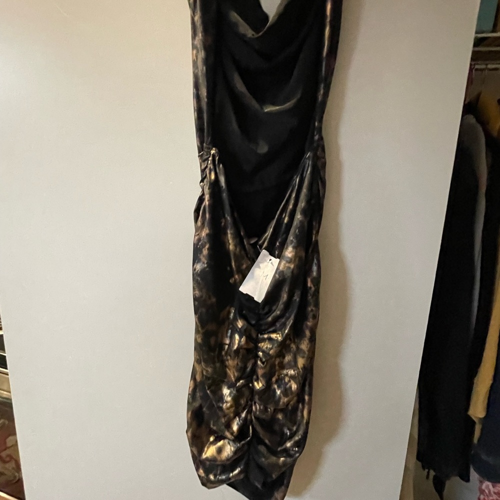 Beautiful black and gold metallic around the neck dress